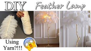 HOW TO USE YARN TO DIY A FEATHER LAMP| DIY FLOOR LAMP