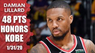 Damian Lillard dedicates 48-point game to Kobe Bryant in Blazers vs. Lakers | 2019-20 NBA Highlights