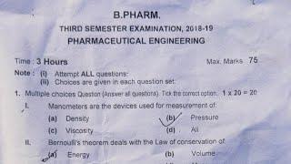 Pharmaceutical Engineering Questions paper 2019/B pharma pharmaceutical Engineering Questions paper