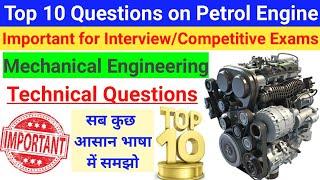 Top 10 Questions - Petrol Engine || IC engine question for Competitive Exams/Interview || Hindi