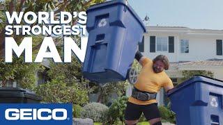 Worlds Strongest Man Takes On The Recycling - GEICO Insurance