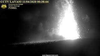 Eruption of Krakatau 10-11 April 2020 close up