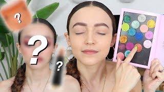 PICKING RANDOM COLORS (without looking) MAKEUP CHALLENGE!!