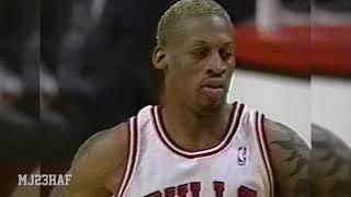 Dennis Rodman Blocks Kevin Garnett! MJ Loves it! (1996.02.27)