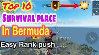 Top 10 survival place in Bermuda map in free fire| Easy rank push for grandmaster|