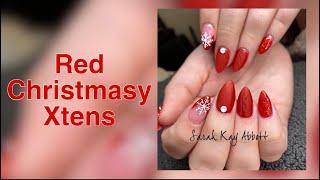 Red Christmasy Embossed knitted effect on Xtens Extensions