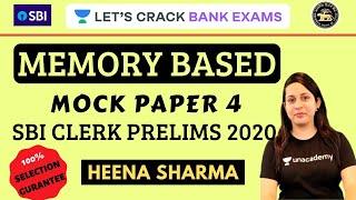 Memory Based Mock Paper 4 | SBI Clerk Prelims 2020 | Heena Sharma