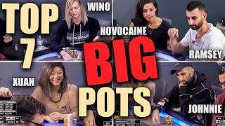 TOP 7 BIGGEST POTS in $5/$10 Cash Game | JohnnieVibes, winopoker, Xuan, Novocaine, Ramsey, Taylor