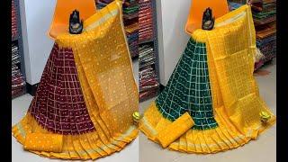 new arrival digital printed silk sarees with bhandhini prints for best price