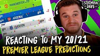 Reacting to MY 2020/21 Premier League Predictions