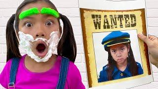 Emma and Ellie Pretends to Play Wanted Police Chase Adventure | Police Videos for Kids
