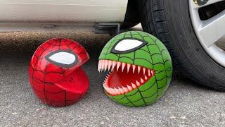 Experiment Car vs Spider Pacman | Crushing crunchy & soft things by car | Test Ex