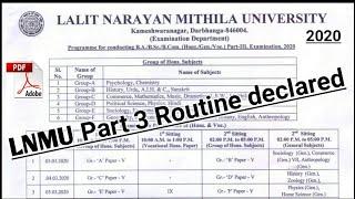 Lnmu Part 3 Exam date and Centre list declared 2020