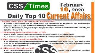 Top 10 Current Affairs 10 February 2020