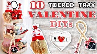 10 VALENTINE TIERED TRAY DIYS 2021 | Dollar Tree DIY | HIGH-END Farmhouse Tiered Tray Decor