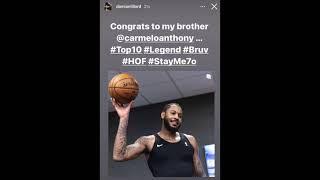 NBA PLAYERS REACTS T Carmelo Anthony TOP 10 SCORER of All Time