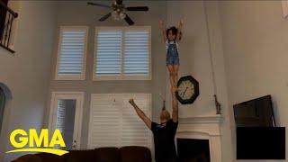 The internet is ‘flipping out’ over father-daughter duo’s cheerleading stunts l GMA