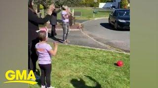 New Jersey 5-year-old finished chemo and her neighbors threw her a car parade l GMA Digital