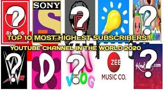 TOP 10 MOST SUBSCRIBERS YOUTUBE CHANNEL INTHE WORD.