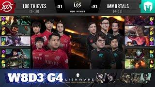 100 Thieves vs Immortals | Week 8 Day 3 S10 LCS Summer 2020 | 100 vs IMT W8D3