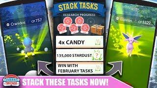 STACK THESE 2 TASKS NOW! MAX FEBRUARY EVENTS WITH STACKING FIELD RESEARCH TASKS | POKÉMON GO