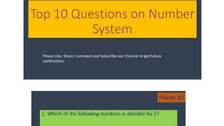 Top 10 questions on number system.