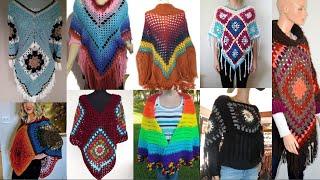 Woolen Crochet Shawls And Ponchos/Crochet Hand knitted Patterns For Triangleshawls and Shoulder wrap