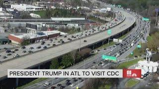 President Trump's motorcade travels down I-85 in Atlanta