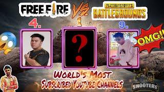 Top 10 World's most Subscribed Freefire Vs Pubg Youtubers | Freefire Vs Pubg | ShootersOfficial