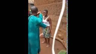 A girl fighting her father, because the father is asking her where she went last night