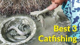 Top 3 Catfishing by Hand in Mud Catching Big Catfish - Best Fishing Techniques