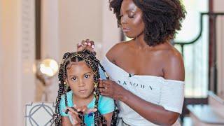 Kids PROTECTIVE STYLE BRAIDS Tutorial | Rubberband Method