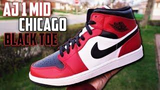 Air Jordan 1 Mid Chicago Black Toe REVIEW and ON-FEET!