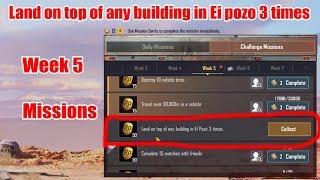 land on top of any building in Ei pozo 3 times | week 5 missions Pubg mobile