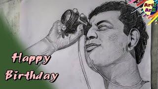 Satyajit Ray Drawing with pencil shading on his Birthday 2 May