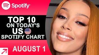 Top 10 on Today's US Spotify Chart (8/1/21)