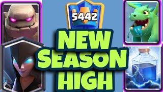 *NEW* Season High 5693 | Top 10K Ladder | Best Golem Night Witch Deck | (Clash Royale)