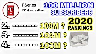 Top 10 Million Subscribers Youtube Channels Rangking 2020