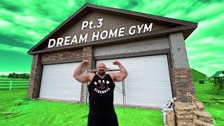 Pt.3 $500,000 DREAM HOME GYM BUILD | DRYWALL & STONE SIDING