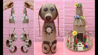 10 Jute craft idea with bottle | Home decorating ideas handmade