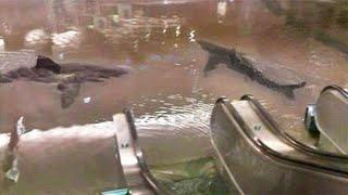 L'aquarium des requins a explosé dans un centre commercial...