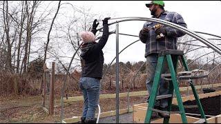 BACK TO WORK on the GREENHOUSE we got on the internet!