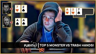 TOP 5 MONSTER VS TRASH POKER HANDS EVER!