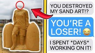 r/EntitledParents | ENTITLED PARENT DESTROYS AMAZING SAND ART!