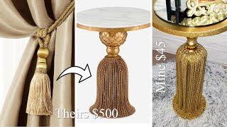 2020 TASSEL SIDE TABLE! FAKING HIGH END ROOM DECOR ON A BUDGET!