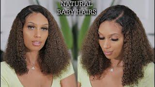 How To Create *NON-DRAMATIC* Baby Hair | Gorgeous Curly Bob Lace Wig