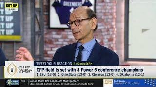 Paul Finebaum evaluated CFP field in set w/ 4 Power 5 conference champions: 1.LSU 2.OSU .CLEM 4.OKLA