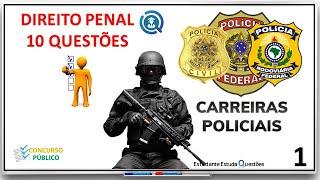 #1 COMPILADO, 1 A 10 QUESTÕES DE DIREITO PENAL, PROJETO CARREIRAS POLICIAIS | #FiqueEmCasa #comigo