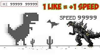 Playing Chrome Dinosaur game, Every like makes it Faster (World Record 1 YEAR)