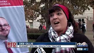 Indiana teachers lobby at Indiana Statehouse